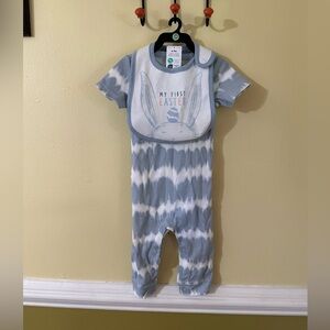 New Carter's Baby Boy My First Easter Outfit 6-9 Months tie dye jumpsuit & bib